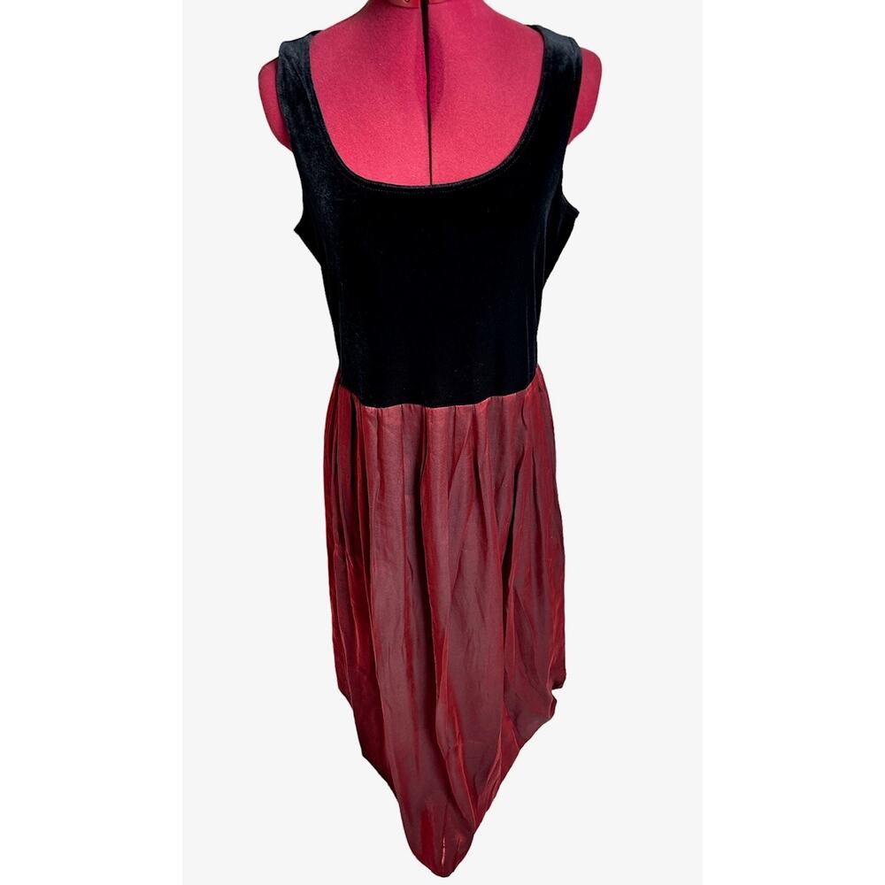 Coldwater Creek Vintage Size 10‎ Velvet Taffeta Sleeveless Dress Black & Red